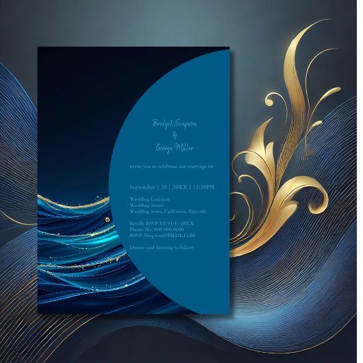 Hochzeit der Golden Accented Abstrakt Ocean Waves