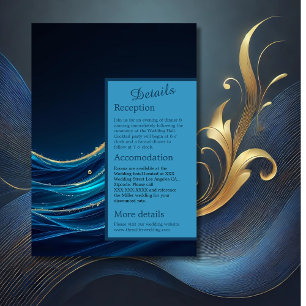Hochzeit der Golden Accented Abstrakt Ocean Waves Begleitkarte