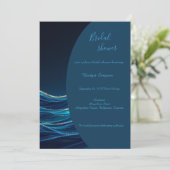 Hochzeit der Golden Accented Abstrakt Ocean Waves Einladung (Stehend Vorderseite)