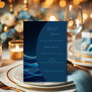 Hochzeit der Golden Accented Abstrakt Ocean Waves Einladung