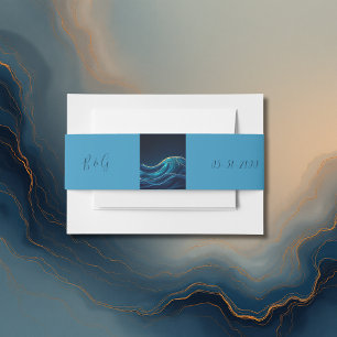 Hochzeit der Golden Accented Abstrakt Ocean Waves Einladungsbanderole