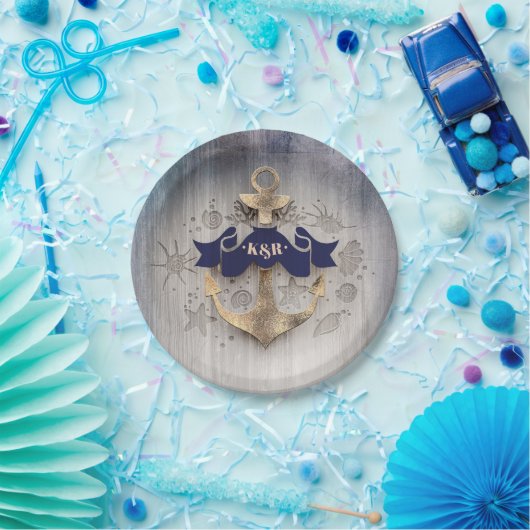 Hochzeit der Golden Anchor Pappteller (Party)