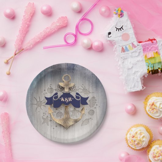 Hochzeit der Golden Anchor Pappteller (Party)