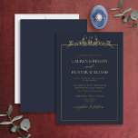 Hochzeit der Goldfliegenbrille Folieneinladung<br><div class="desc">Die Einführung der Gold Navy Blauen Blumenstrauß Monogram Hochzeitsfoil Einladung! Dieses moderne Hochzeitsladen besticht durch eine wunderschöne, handgezeichnete, blumenlinienförmige Monografie mit handgeschriebenen Schriftzeichen für eine einzigartige und elegante Touch. Ideal für alle Frühlings- und Sommerschulen, wird diese Einladung Ihre Gäste begeistern. Das elegante und schlichte Design ist ideal für Paare, die...</div>