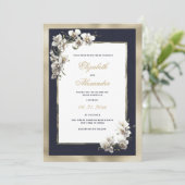 Hochzeit der Goldmedaille-Blume Einladung (Stehend Vorderseite)