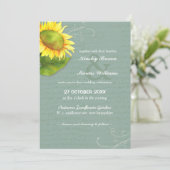 Hochzeit der Grauen Jade Yellow Sonnenblume Einladung (Stehend Vorderseite)