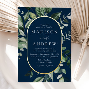 Hochzeit der großen grünen Marine und des Gold Ova Folieneinladung