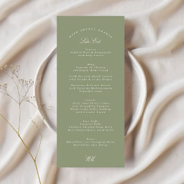 Hochzeit der Grünen Kalligraphie Menükarte