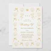 Hochzeit der handgezeichneten Nautical Coastal Sea Einladung (Vorderseite)