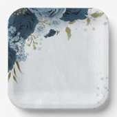 Hochzeit der hellblauen Blume Pappteller (Vorderseite)