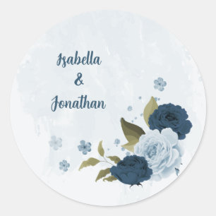 Hochzeit der hellblauen Blume Runder Aufkleber