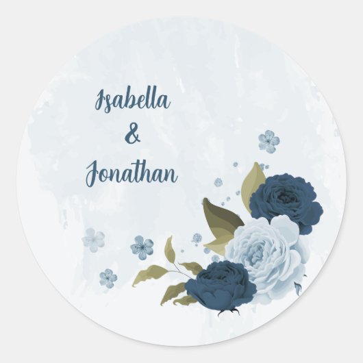 Hochzeit der hellblauen Blume Runder Aufkleber (Vorderseite)