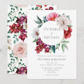 Hochzeit der hübschen Peonies Einladung (Vorne/Hinten)