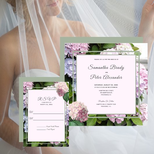 Hochzeit der Hydrangea-Blüten Einladung