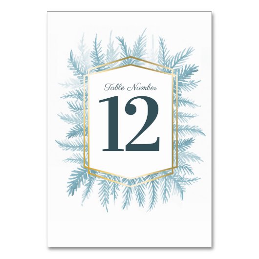 Hochzeit der immergrünen Pine im Winter Tischnummer (Rückseite)