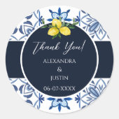 Hochzeit der italienischen Marine Lemon Mediterran Runder Aufkleber (Vorderseite)