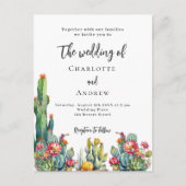 Hochzeit der Kaktus-Blume Einladungspostkarte (Vorderseite)