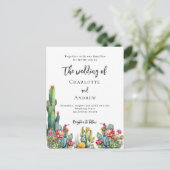 Hochzeit der Kaktus-Blume Einladungspostkarte (Stehend Vorderseite)