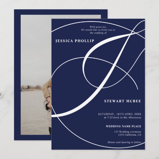 Hochzeit der Kalligraphie des Fotos Einladung (Vorne/Hinten)