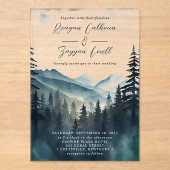 Hochzeit der Kalligraphie des Gebirges Acryleinladungen (Vorderseite)