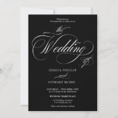 Hochzeit der Kalligraphie-Foto-Chic Einladung (Vorderseite)