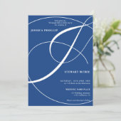 Hochzeit der Kalligraphie in Script-Blau Einladung (Stehend Vorderseite)