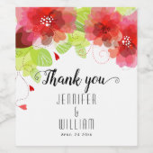 Hochzeit der kalligraphischen Blume Rosa, Rosa Weinetikett (Einzelnes Label)