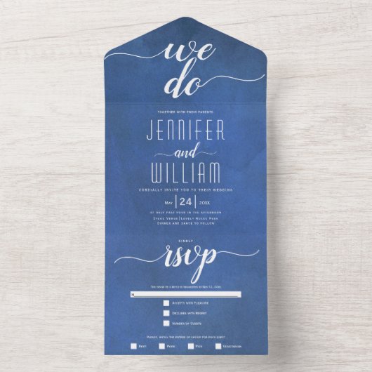 Hochzeit der kalligraphischen Schrift "We do" All In One Einladung (Innen Boden)