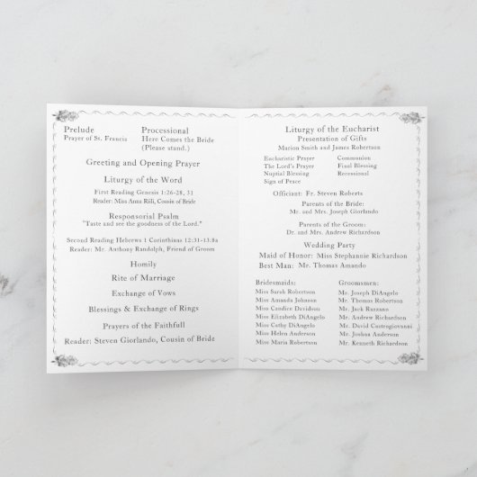 Hochzeit der Katholischen Hochzeit in der Rose Nup Programm (Innenseite)