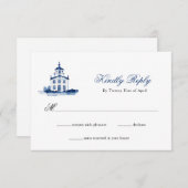 Hochzeit der Kirche von Blauen Wasserfarben RSVP (Vorne/Hinten)