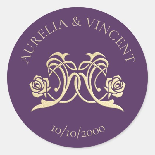 Hochzeit der königlichen mittelalterlichen Rose Runder Aufkleber (Vorderseite)