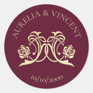 Hochzeit der königlichen mittelalterlichen Rose Runder Aufkleber