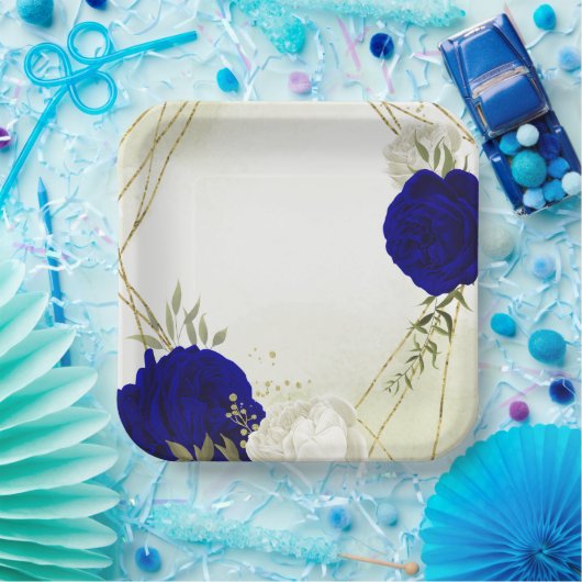 Hochzeit der königsblauen Blume Pappteller (Party)