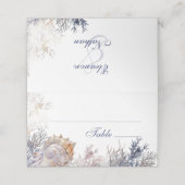 Hochzeit der Korallen in Aquarellfarben Platzkarte (Außenseite Aufgefaltet)