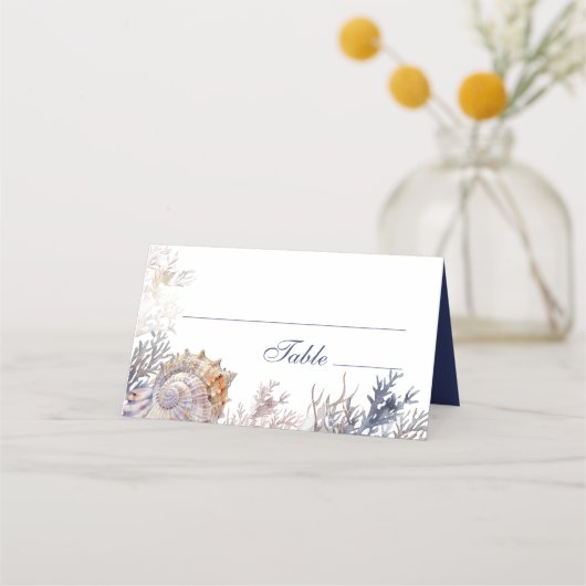 Hochzeit der Korallen in Aquarellfarben Platzkarte (Vorderseite)