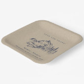 Hochzeit der Kraft Navy Pine Woods Mountain Sketch Pappteller (Gewinkelt)