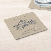 Hochzeit der Kraft Navy Pine Woods Mountain Sketch Rechteckiger Pappuntersetzer (angewinkelt)