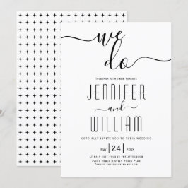 Hochzeit der kursiven Skripte "We do"-Kalligrafie Einladung