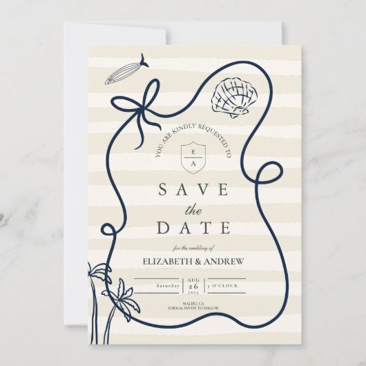 Hochzeit der Küstenlandschaft Save The Date (Vorderseite)