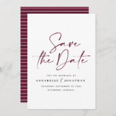 Hochzeit der lässigen Bordeaux-Senf-Typografie Save The Date (Vorne/Hinten)