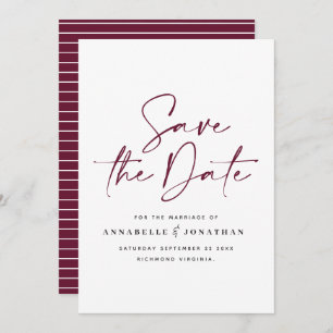 Hochzeit der lässigen Bordeaux-Senf-Typografie Save The Date
