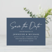 Hochzeit der lässigen Script-Marine Save The Date (Stehend Vorderseite)