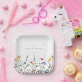 Hochzeit der lebendigen Wasserfarben-Wildblume Pappteller (Party)