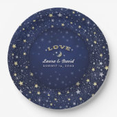 Hochzeit der LIEBE Moon & Stars Pappteller (Vorderseite)
