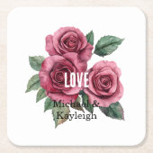 Hochzeit der Liebe "Weiße Rote Rosen" Rechteckiger Pappuntersetzer (Vorderseite)