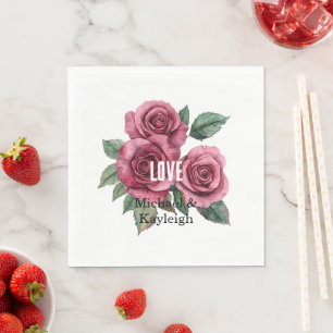 Hochzeit der Liebe "Weiße Rote Rosen" Serviette