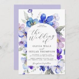 Hochzeit der lila Blue Lavender Mauve Navy Blume Einladung