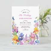 Hochzeit der Lila Blume im Garten Einladung (Stehend Vorderseite)