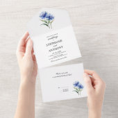 Hochzeit der lila Cornflore-Wildblume All In One Einladung (Abreißen)