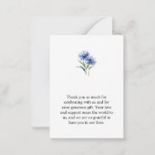 Hochzeit der lila Cornflore-Wildblume Mitteilungskarte (Rückseite)